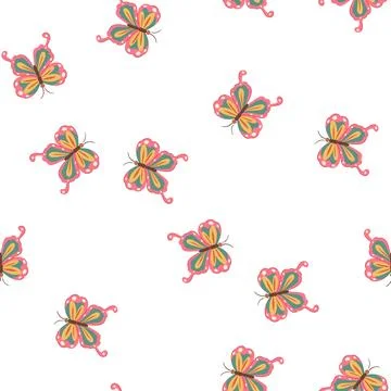 Pattern psychedelic groovy butterfly cartoon vector イラスト素材
