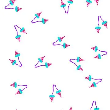 Pattern psychedelic neon groovy mushrooms drawing on white background Stockillustratie