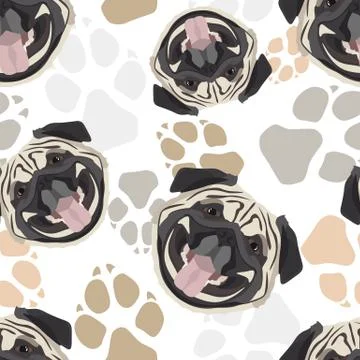 Pattern Pug Dog paws . Stock-Illustration