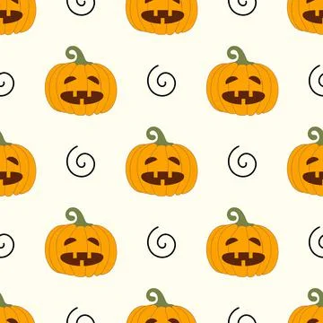 Pattern of pumpkin and curl on light background Stock Illustration