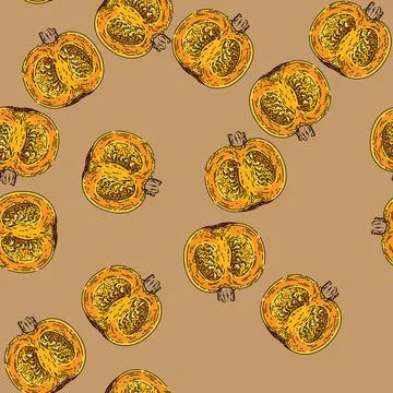 Pattern pumpkin cut sketch hand drawn Stockillustratie