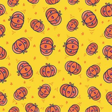 Pattern pumpkin Seamless, cute pumpkin background, for banner wall wallpaper  Stock Illustration