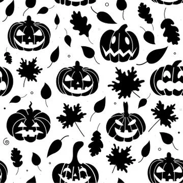 Pattern of pumpkin silhouettes. Halloween pattern Stock Illustration