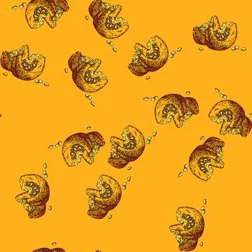 Pattern pumpkin slice sketch hand drawn Illustrazione stock