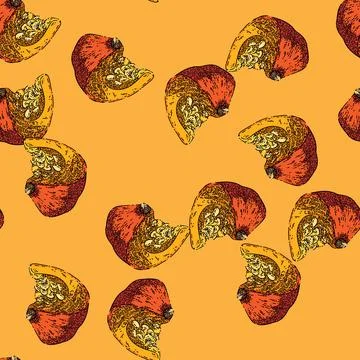 Pattern pumpkin slice sketch hand drawn Stock Illustration