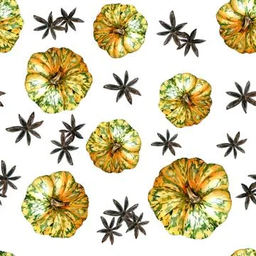 Pattern with pumpkis and clove Stock Illustration
