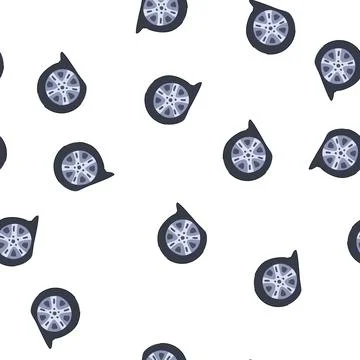 Pattern punctured flat tire on a car wheel requiring repair Stock Illustration