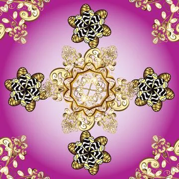 Pattern on purple, neutral and violet colors. Ornamental floral elements with he Illustrazione stock