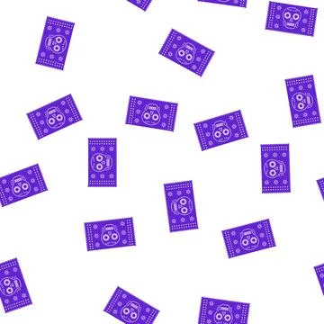 Pattern Purple papel picado banner with sugar skull design Stock Illustration
