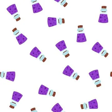 Pattern purple potion bottle holding magic elixir for fantasy gaming Stock Illustration