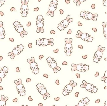 Pattern with rabbit and heart Stock Illustration