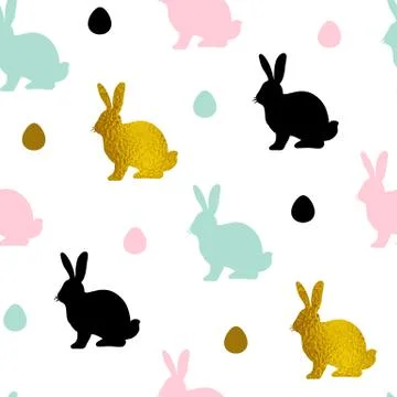 Pattern with rabbits and eggs Illustrazione stock