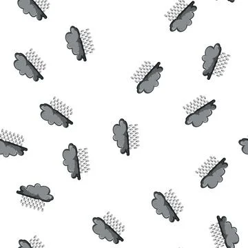 Pattern Rain cloud dropping stylized water droplets Stock Illustration