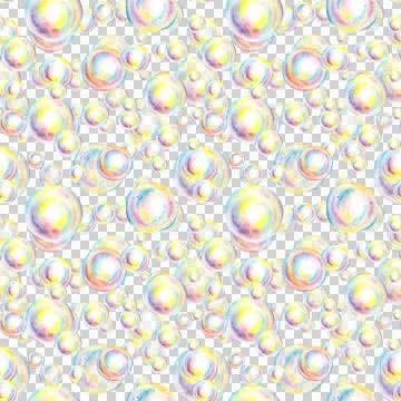 Pattern of rainbow soap bubbles in watercolor イラスト素材
