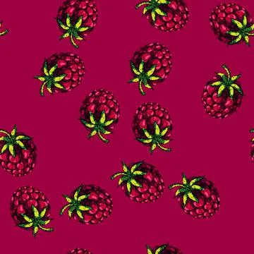 Pattern raspberry food sketch hand drawn Stockillustratie