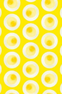Pattern of raw eggs in bowls. Minimal creative idea concept. Stock Photos