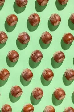 Pattern of raw shelled hazelnuts Stock Photos