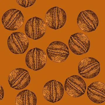 Pattern raw walnut sketch hand drawn イラスト素材