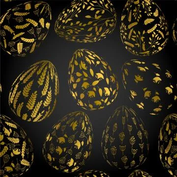 Pattern with realistic Easter eggs. Seamless texture vector illustration. Rel Illustrazione stock