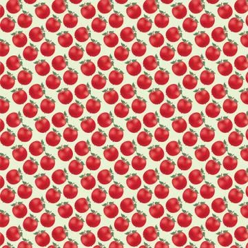 Pattern of realistic red apple, yellow pear and red cherry fruits Illustrazione stock