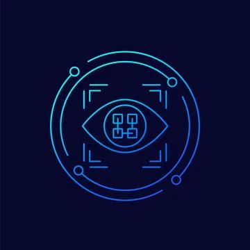 Pattern recognition icon with an eye, line design Stock Illustration