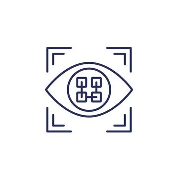 Pattern recognition line icon with an eye Stock Illustration