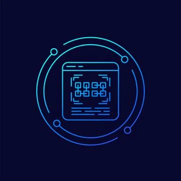 Pattern recognition software icon, linear design Stock Illustration