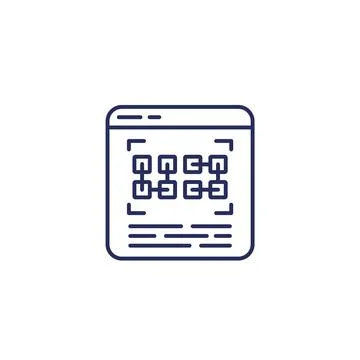 Pattern recognition software line icon on white Illustrazione stock