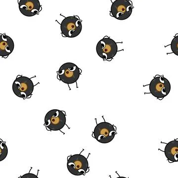 Pattern record retro music character cartoon vector Stock Illustration