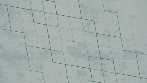 Pattern of rectangles transformed into structures on a grid. 3d rendering Stock Footage 308447100