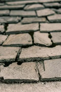 Pattern of rectangular stony pathway slabs Stock Photos