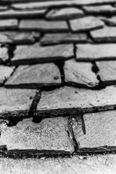 Pattern of rectangular stony pathway slabs Pattern of rectangular stony pa... Foto stock