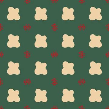 A pattern of red and biege squares with a green background. Stock Illustration