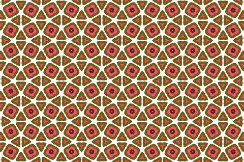 A pattern of red and brown flowers with a white background Stock Illustration