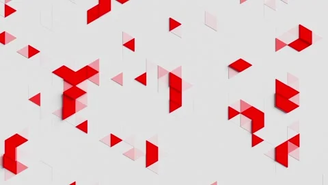 A pattern of red and clear triangles on a white background. Looped animation Stock Footage 276589571