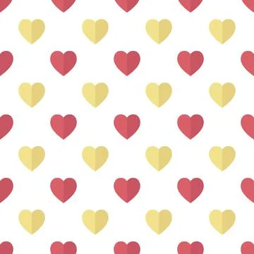 Pattern of red and gold hearts for textile design Stock Illustration