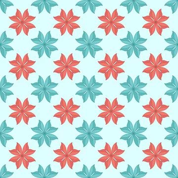 A pattern of red and green flowers on a green background Stock Illustration