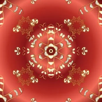 Pattern on red and orange colors. Ornamental floral elements with henna tattoo, Illustrazione stock