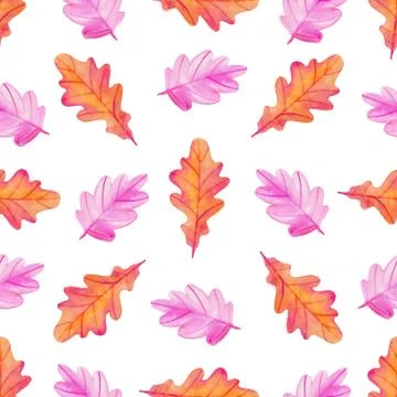 Pattern with red and orange oak leaves. Illustrazione stock