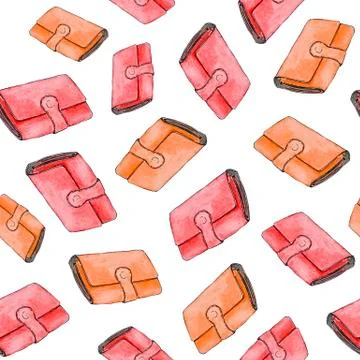 Pattern with red and orange wallets Stock Illustration