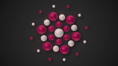 Pattern of red and white beads on black background. 3d rendering loop animation Stock Footage 247951890