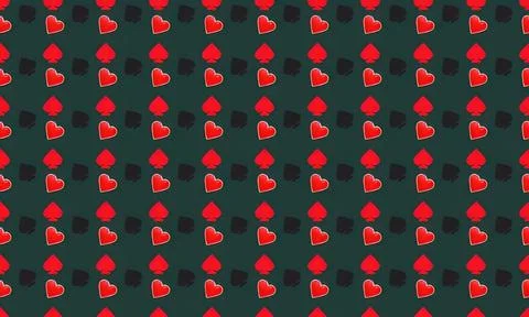 Pattern of red and white hearts on dark background Stock Illustration