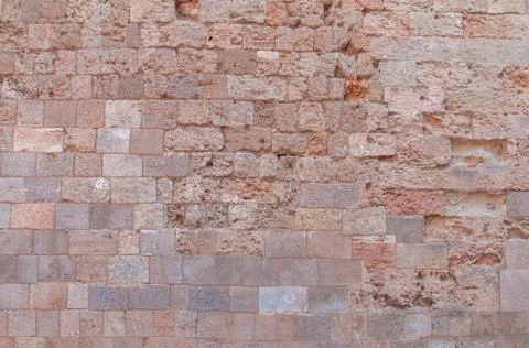 Pattern of red and yellow block from old architecture castle wall Stock Photos