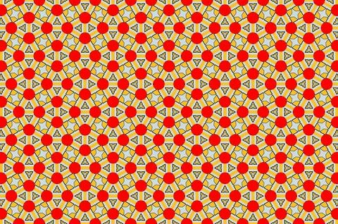 A pattern of red and yellow circles with a star in the middle Stock Illustration