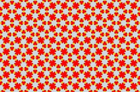 A pattern of red and yellow flowers is displayed in a gray background Illustrazione stock