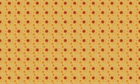 Pattern of red and yellow flowers on beige background Stock Illustration