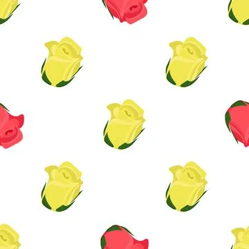 A pattern of red and yellow roses on a white background for use as a background Stock Illustration