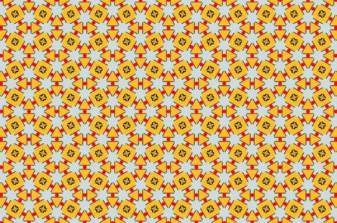 A pattern of red and yellow squares and triangles Stock Illustration