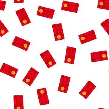 Pattern red angpao envelope with money coin design Stock Illustration