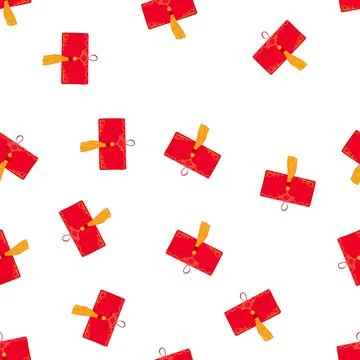 Pattern red angpao money envelope with traditional knot and tassel Stock Illustration